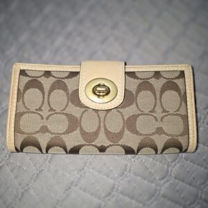 Coach Beige and Brown Signature Wallet